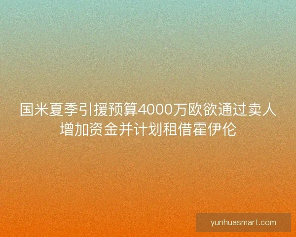 国米夏季引援预算4000万欧欲通过卖人增加资金并计划租借霍伊伦